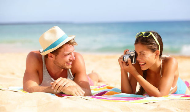 Taking a photo on the beach