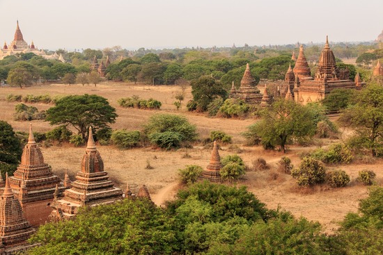 temples at bagan panorama in mynmar south est asia